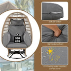 Rattan Egg Patio Swivel Chair with Cushions and Rocking Function