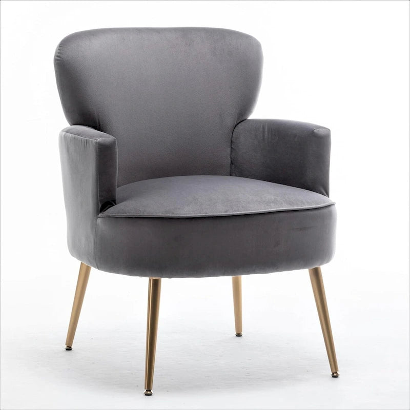 US Pride Furniture Stylish Velvet Armchair with Gold Metal Legs Comfortable Accent Chair