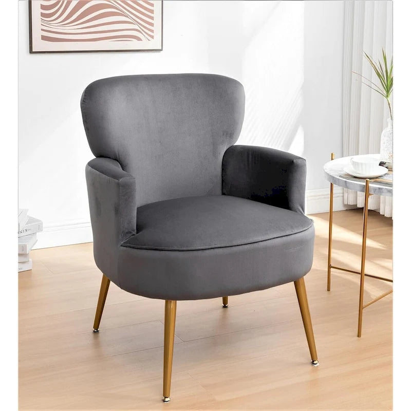 US Pride Furniture Stylish Velvet Armchair with Gold Metal Legs Comfortable Accent Chair