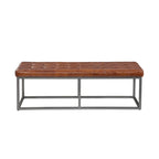 Quarterhorse Cinnamon Brown Genuine Leather and Metal Accent Bench