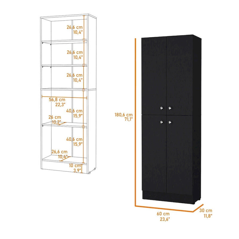 Cameron Pantry Cabinet with 4 doors and 5 hidden shelves - N/A