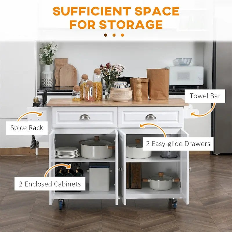 Rolling Kitchen Island on Wheels,Kitchen Cart Breakfast Bar