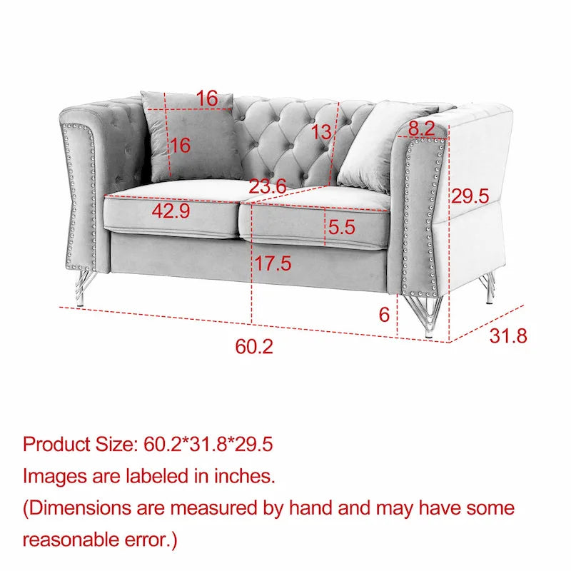 60.2 Chesterfield Velvet Sofa