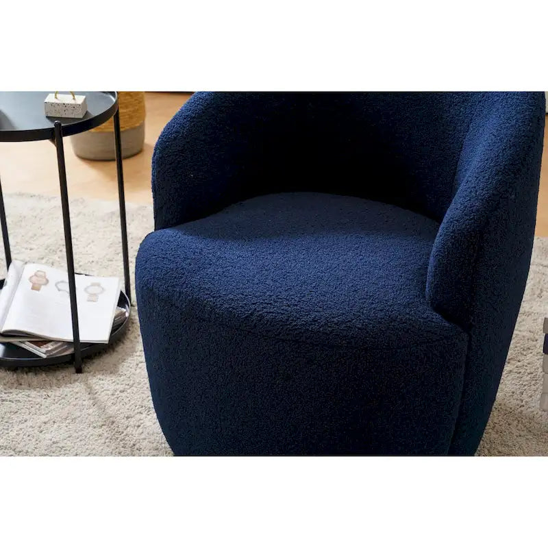 Swivel Accent Armchair Barrel Chair with Black Powder Coating, Blue