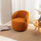 Swivel Accent Armchair Barrel Chair with Black Powder Coating, Blue