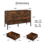 Wood Dresser with 7 Drawers, Wooden Storage Closet for Bedroom, Solid Clothes Cabinet with Sturdy Steel Frame