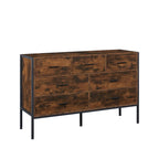 Wood Dresser with 7 Drawers, Wooden Storage Closet for Bedroom, Solid Clothes Cabinet with Sturdy Steel Frame