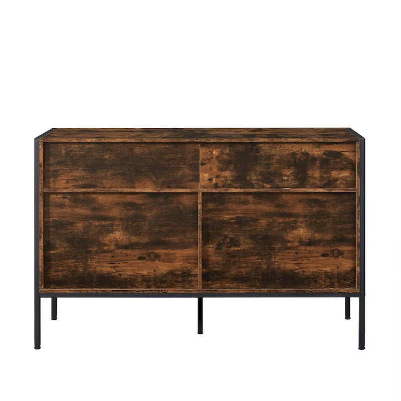 Wood Dresser with 7 Drawers, Wooden Storage Closet for Bedroom, Solid Clothes Cabinet with Sturdy Steel Frame