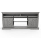 68 Farmhouse Grey Sliding Barn Door TV Stand with Storage Open Compartment