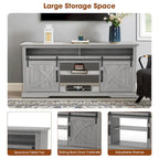 68 Farmhouse Grey Sliding Barn Door TV Stand with Storage Open Compartment