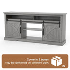 68 Farmhouse Grey Sliding Barn Door TV Stand with Storage Open Compartment