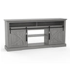 68 Farmhouse Grey Sliding Barn Door TV Stand with Storage Open Compartment