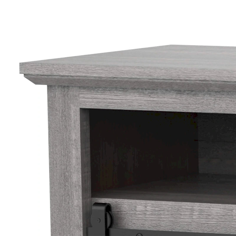 68 Farmhouse Grey Sliding Barn Door TV Stand with Storage Open Compartment