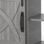 68 Farmhouse Grey Sliding Barn Door TV Stand with Storage Open Compartment