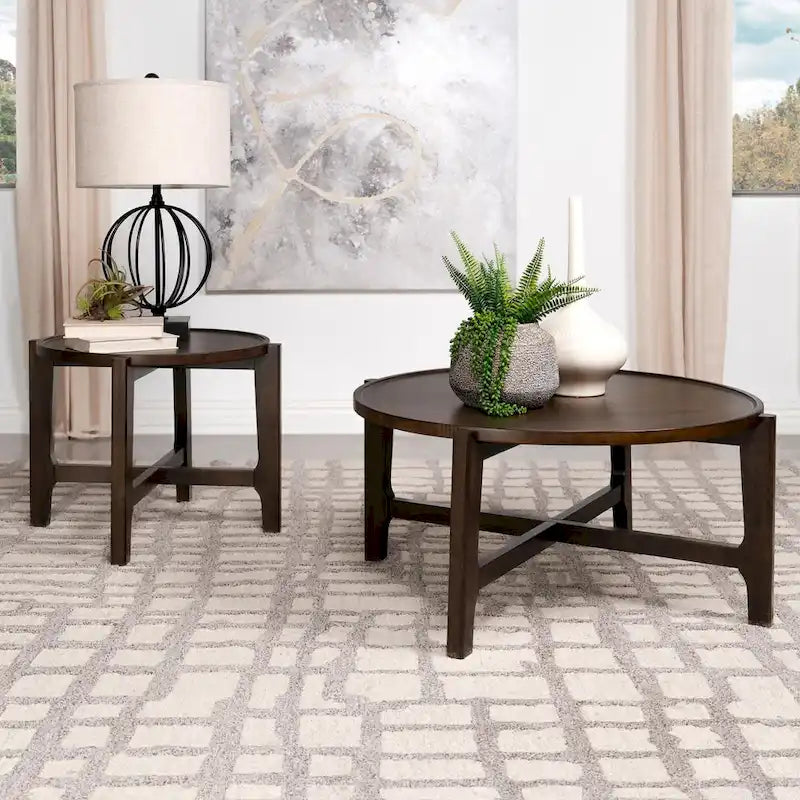 Mavis Dark Brown Round Coffee Table