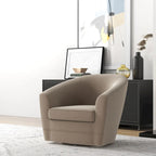 Swivel Accent Chair with Ottoman, Comfy Velvet 360 Degree Swivel Barrel Round Club Tub Sofa Chair for Bedroom Reading Room