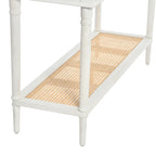 Acacia Wood Console Table with Cane Shelf