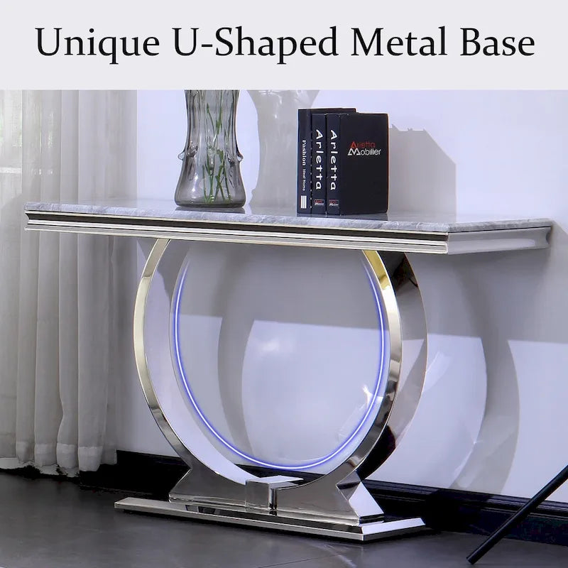50 inch Rectangle Console Table with Circle Base