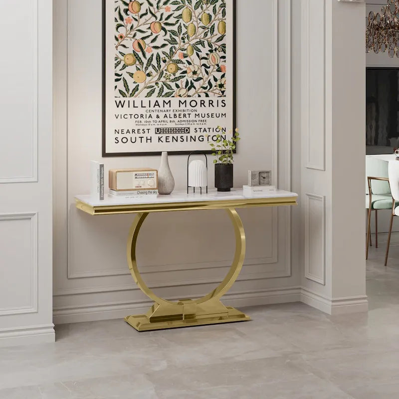 50 inch Rectangle Console Table with Circle Base