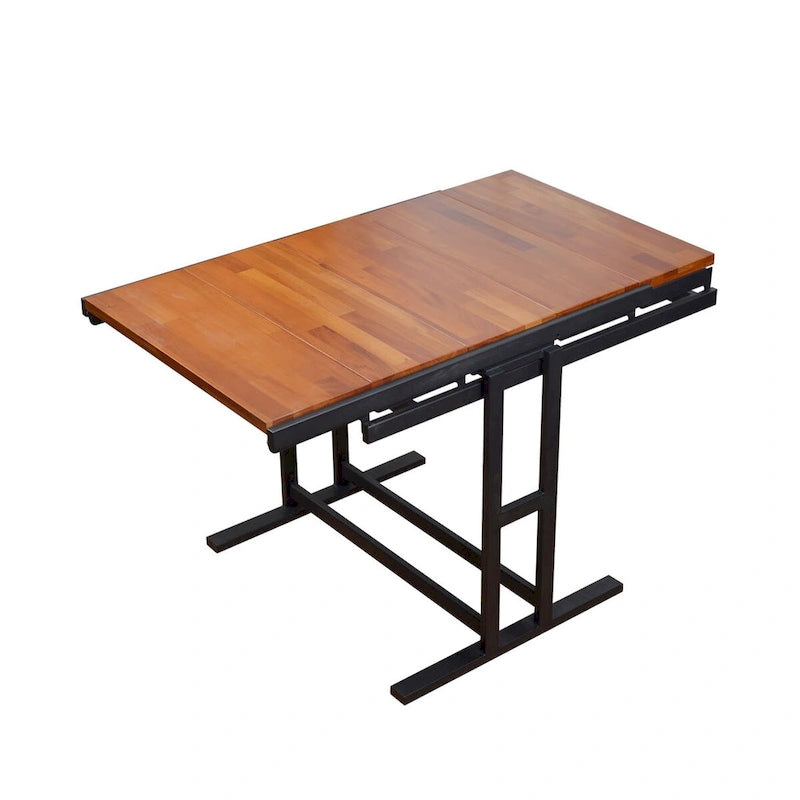 Medium-Size Wood Multifunction Convertible Dining Table,Transition Dining Table and Shelf for Home and Kitchen,Free Switch