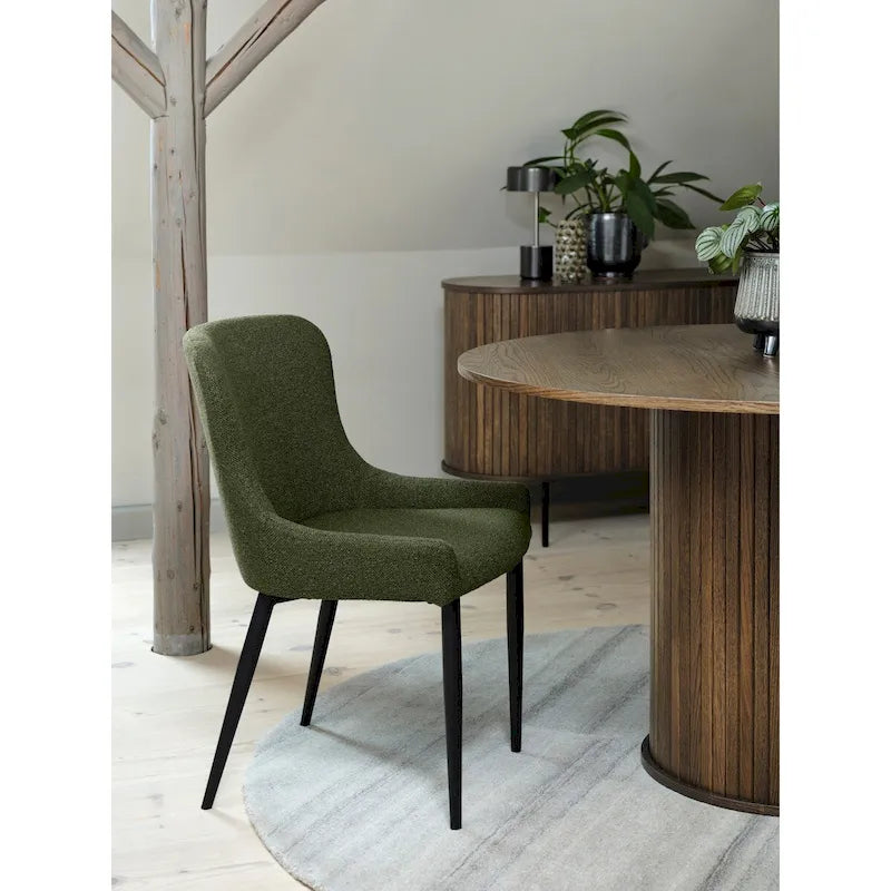 Rye Studio Boucle Dining Chairs with Black Steel Legs, Set of 2