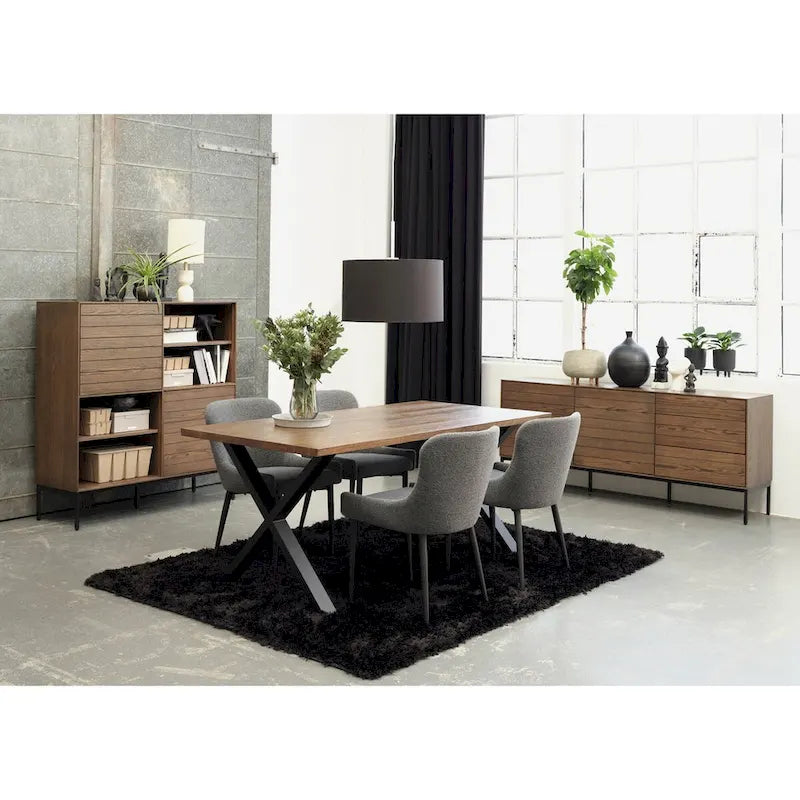 Rye Studio Boucle Dining Chairs with Black Steel Legs, Set of 2