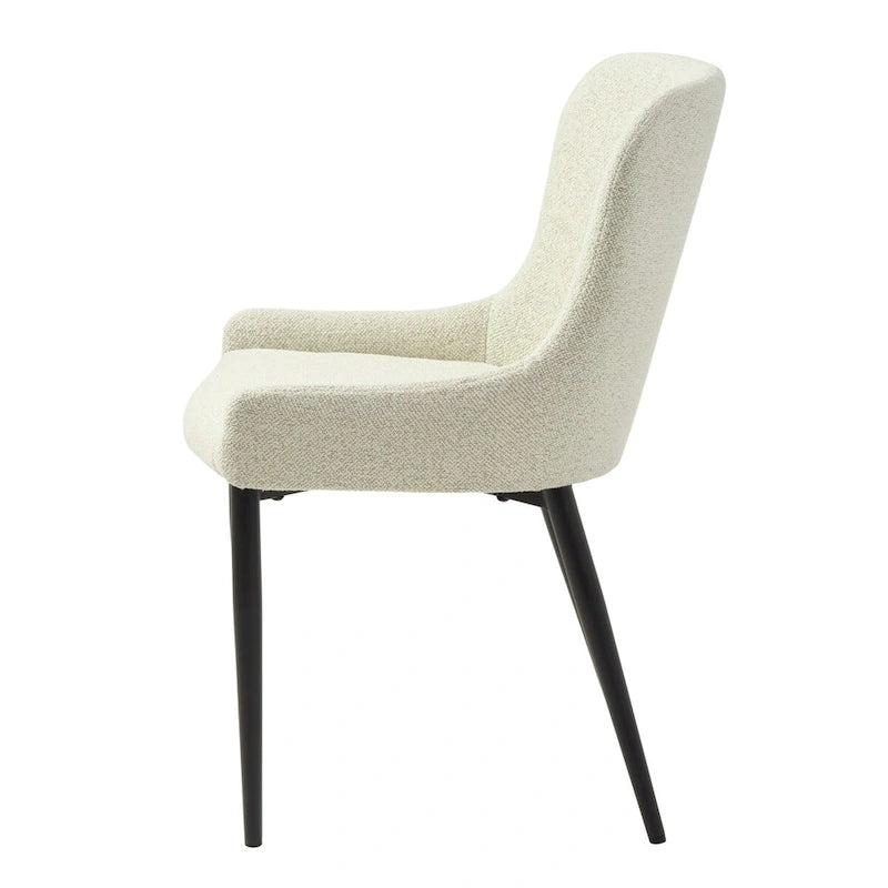 Rye Studio Boucle Dining Chairs with Black Steel Legs, Set of 2