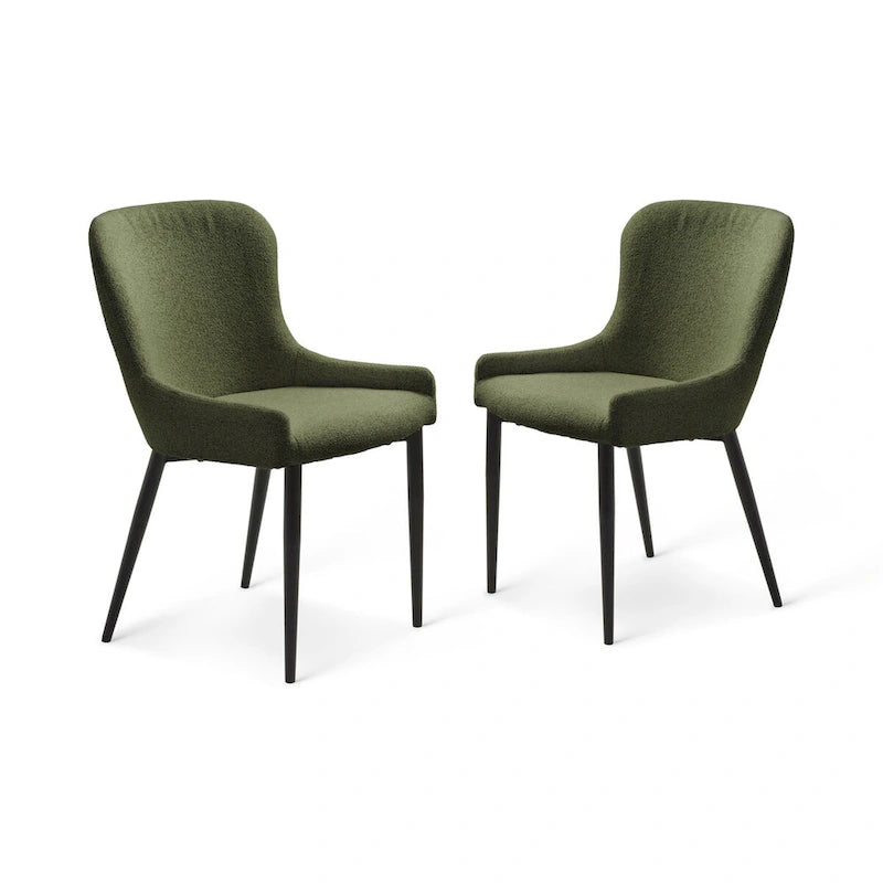 Rye Studio Boucle Dining Chairs with Black Steel Legs, Set of 2