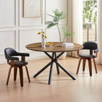 Round Dining Table Black Walnut with X-cross Leg for Kitchen, Dining Room