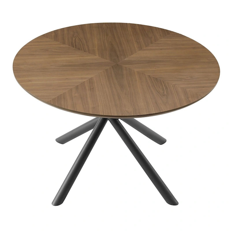 Round Dining Table Black Walnut with X-cross Leg for Kitchen, Dining Room