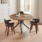 Round Dining Table Black Walnut with X-cross Leg for Kitchen, Dining Room