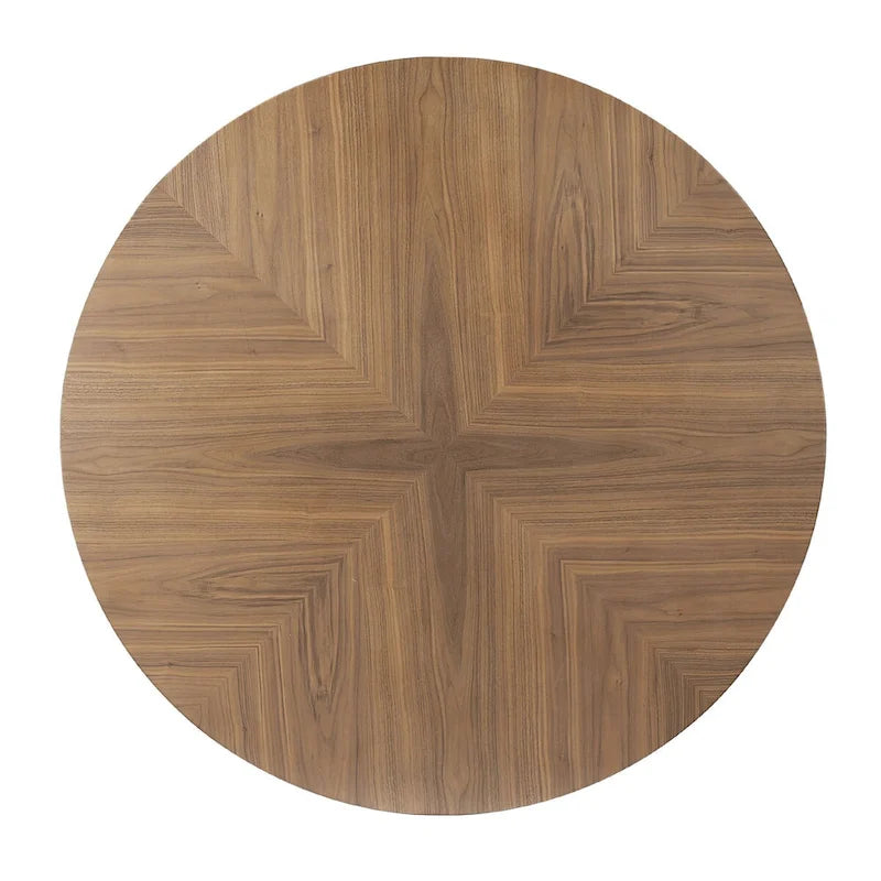 Round Dining Table Black Walnut with X-cross Leg for Kitchen, Dining Room