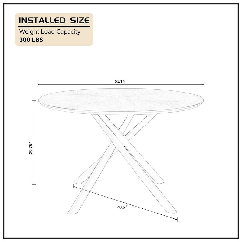 Round Dining Table Black Walnut with X-cross Leg for Kitchen, Dining Room