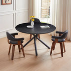 Round Dining Table Black Walnut with X-cross Leg for Kitchen, Dining Room