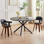 Round Dining Table Black Walnut with X-cross Leg for Kitchen, Dining Room