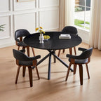 Round Dining Table Black Walnut with X-cross Leg for Kitchen, Dining Room