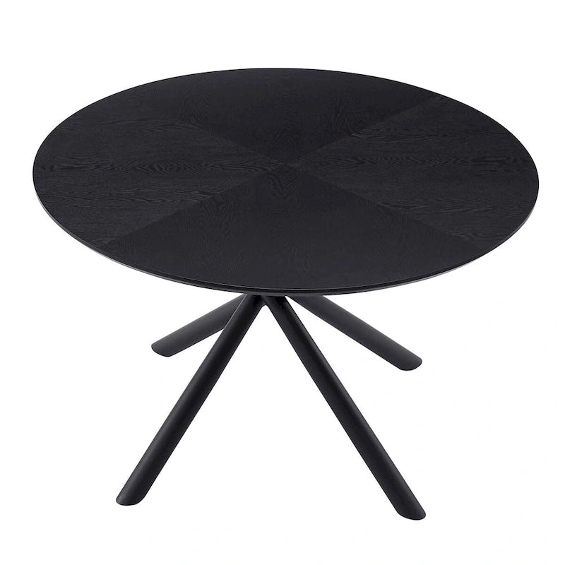 Round Dining Table Black Walnut with X-cross Leg for Kitchen, Dining Room