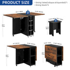Moasis 5 Pieces 7 Pieces Folding Dining Set with Drop Leaf Table and Storage Stools for up to 6 People