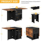 Moasis 5 Pieces 7 Pieces Folding Dining Set with Drop Leaf Table and Storage Stools for up to 6 People