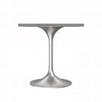 LeisureMod Verve Square Dining Table with White Marbleized Resin Top and Modern Brushed Steel Base for Kitchen