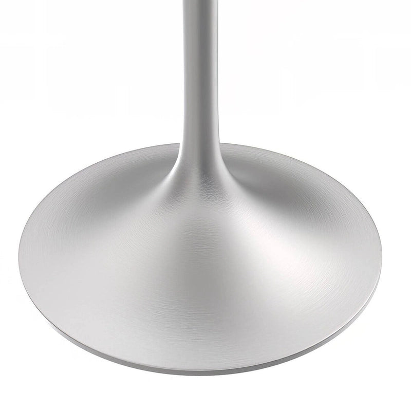 LeisureMod Verve Square Dining Table with White Marbleized Resin Top and Modern Brushed Steel Base for Kitchen