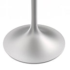 LeisureMod Verve Square Dining Table with White Marbleized Resin Top and Modern Brushed Steel Base for Kitchen