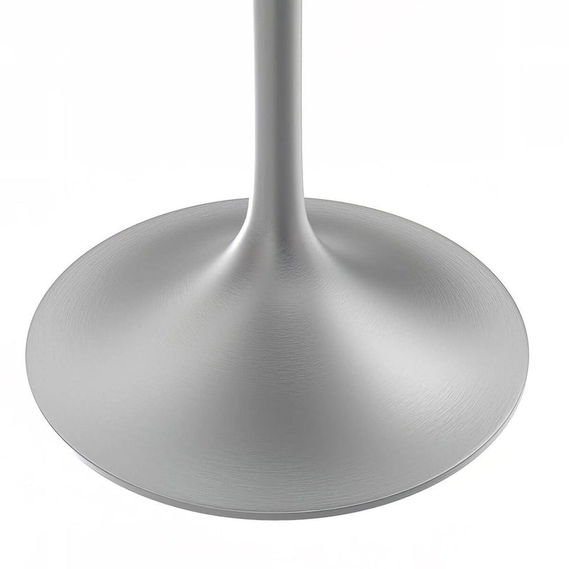 LeisureMod Verve Square Dining Table with White Marbleized Resin Top and Modern Brushed Steel Base for Kitchen