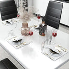 Mieres Modern Style 5-Piece Faux Marble Top Dining Table Set with 4 Faux Leather Upholstered Dining Chairs