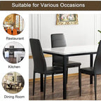 Mieres Modern Style 5-Piece Faux Marble Top Dining Table Set with 4 Faux Leather Upholstered Dining Chairs