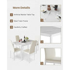 Mieres Modern Style 5-Piece Faux Marble Top Dining Table Set with 4 Faux Leather Upholstered Dining Chairs