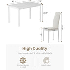 Mieres Modern Style 5-Piece Faux Marble Top Dining Table Set with 4 Faux Leather Upholstered Dining Chairs