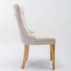 High-end Tufted Solid Wood Contemporary Velvet Upholstered Dining Chair with Golden Stainless Steel Plating Legs,Set of 2