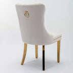 High-end Tufted Solid Wood Contemporary Velvet Upholstered Dining Chair with Golden Stainless Steel Plating Legs,Set of 2