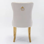 High-end Tufted Solid Wood Contemporary Velvet Upholstered Dining Chair with Golden Stainless Steel Plating Legs,Set of 2